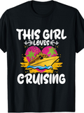 Men's T-Shirt This Girl Loves Cruising Sunset Beach With Palm Trees Cruise Ship