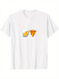 Men's T-Shirt Refreshing Mug Of Beer With A Delicious Slice Of Hot Cheese Pizza