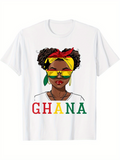 Men's T-Shirt Ghana Woman With Colorful Sunglasses Red Bandana And Earrings