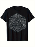 Men's T-Shirt Intricate Floral Patterns Within Large Geometric Dice Shape