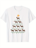 Men's T-Shirt Festive Horses Decorated As Christmas Tree With Garland And Star
