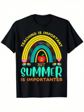 Men's T-Shirt Teaching Is Important But Summer Is Importanter Rainbow Apple
