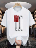 Men's T-Shirt Red Dotted Pattern With Golf Clubs On White Background