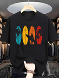 Men's T-Shirt Sunset Palette Surfboards With Palm Trees And Surfer Silhouette