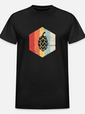 Men's T-Shirt Retro Colored Hexagon With Weathered Look Featuring A Hop Cone Icon