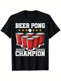 Men's T-Shirt Beer Pong Champion Red Cups With Gold Stars Under White Ball Champion