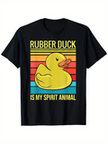 Men's T-Shirt Rubber Duck With Retro Color Stripes And Funny Bold Lettering
