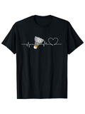 Men's T-Shirt Heartbeat Line With A Shuttlecock And Simple Heart