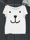Men's T-Shirt Minimalist Cute Playful Face Silhouette On Cotton White Bear