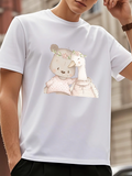 Men's T-Shirt Soft Pastel Companionship Of Gentle Bear And Duckling