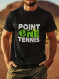 Men's T-Shirt Point One Tennis Green Leaf Motif With Tennis Ball Graphic