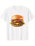 Men's T-Shirt Fresh Juicy Melted Cheese With Lettuce And Tomato Hamburger
