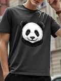 Men's T-Shirt Hand Drawn Realistic Fur Details Friendly Panda Face