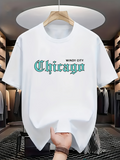 Men's T-Shirt Windy City Lettering With Bold Vintage Outline Font Chicago