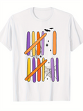 Men's T-Shirt Colorful Halloween Sticks With Bats And Spider Web Design TShirt