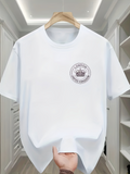 Men's T-Shirt London Vintage Badge With Circular Crest Emblem Centerpiece