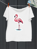 Men's T-Shirt Pink Feathered Bird Standing In Shallow Water Flamingo