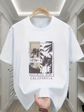 Men's T-Shirt Positive Life Among Tall Palm Trees Under Summer Sunset California