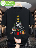 Men's T-Shirt Festive Christmas Tree Built With Wrenches Gears And Spark Plugs