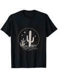 Men's T-Shirt Starlit Desert Night With Moon Reflections Among Tall Standing Cactus
