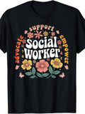 Men's T-Shirt Support Empower Advocate Among Colorful Blossoms With Vibrant Foliage Social Worker