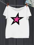 Men's T-Shirt Bold Contrast With Pink Center Framed Sharp Star