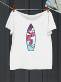 Men's T-Shirt Vibrant Sunset Sky With Rolling Ocean Waves Surfboard