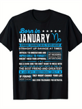 Men's T-Shirt Born In January Zodiac Themed Motivational Quotes With Stars Capricorn Symbol