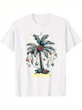 Men's T-Shirt Christmas Ornaments Hanging On A Decorated Festive Palm Tree
