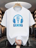 Men's T-Shirt Cant Hear You Im Gaming With Blue Headphones Around Playful Typography Design
