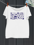Men's T-Shirt Summer Adventure With Waves Palms Sun Birds And Swimmers Ocean