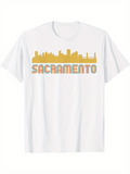 Men's T-Shirt Vintage City Skyline With Bold Block Lettering Sacramento