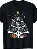 Men's T-Shirt Skeletons Dancing With Christmas Tree Bones And Colorful Presents