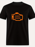 Men's T-Shirt Check Engine Symbol In Orange Mechanical Icon On Classic Shirt