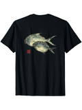Men's T-Shirt Traditional Ink Wash Style Double Fish Swimming Underwater Fish