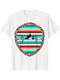 Men's T-Shirt Retro Leopard Heartbeat Pattern With Dog And Coffee Mug