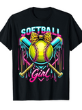 Men's T-Shirt Softball Girl Neon Paint Splash With Bats And Animal Print Bow Softball