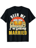 Men's T-Shirt Beer Me Im Getting Married Toasting Mugs And Retro Sunset Graphic Beer