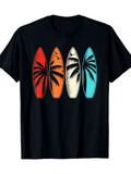 Men's T-Shirt Tropical Surfboards With Shadow Palm Trees And Faded Summer Colors Surfboard