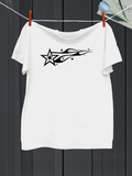 Men's T-Shirt Flowing Flames With Shooting Star In Bold Black Graphic Star