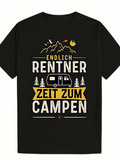 Men's T-Shirt Sunset Mountains With Camper Trees And Birds Camping Trailer