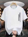 Men's T-Shirt Monochrome Decorative Lines Urban Look Featuring Modern City Typography
