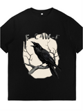 Men's T-Shirt Caw Eerie Full Moon Branches With Black Raven