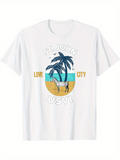 Men's T-Shirt St John Love City Usvi Blue Palms On Sandy Beach With Relaxed Donkey