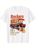 Men's T-Shirt Rockers Old School Retro Lady With Classic Car