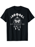 Men's T-Shirt Mystical Lunar Phases With Hanging Charms Around Geometric Dreamcatcher Butterfly