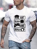 Men's T-Shirt Eat Sleep Game Repeat With Playful Gaming Icons And Minimalist Styling T Shirt