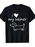Men's T-Shirt I Love My Weiner Happy Cartoon Sketch Dog