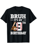 Men's T-Shirt Bruh Its My Ninth Birthday With Baseball Bat Glove Mitt And Ball