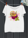 Men's T-Shirt Passion Fruit Slice With Mint Leaves Surrounded By Abstract Pink Splashes Fruit